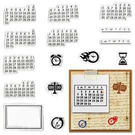 Calendar Date Week Number Clear Stamps for Card Making and Journaling, Clock Time Silicone Stamps Date Week Month Rubber Stamps for Scrapbooking DIY Cards Album Crafts Supplies