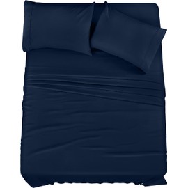 Utopia Bedding Utopia Bedding California King Bed Sheets Set - 4 Piece Bedding - Brushed Microfiber - Shrinkage and Fade Resistant - Easy Care (California King, Navy Blue)