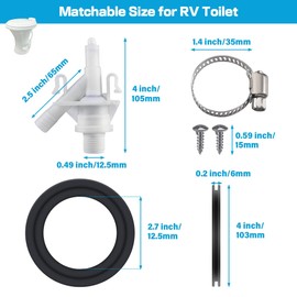Dreyoo RV Toilet Water Valve Compatible with 385311641, Sealand 300 310 311 320 321 Series Pedal Flush Camper Trailer Marine Toilets, Flush Valve Replacement with Sealing Ring(2 Set)
