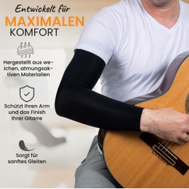 Black Guitar Arm Sleeve, Classical Guitar Sleeve for Arms, Electric Guitar Arm Sleeve, Arm Sleeve for Classical Guitars and Flamenco Guitar Players, Black, black