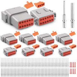 JRready Deutsch DTM Connector 12 Pin 4 Kits, ST6330-12 DTM Connector Kit with Size 20 Solid Contacts 20-22AWG, Waterproof Automotive Electrical Connectors for Cars, Motorcycle, Truck, Marine