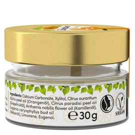 Birkengold Orange Tooth Powder 30 g Glass, Pack of 1, Plastic-Free, Packed in Glass Jar, 100% Natural Ingredients, No Foaming Agents and Preservatives, Natural Cosmetics Certified, Vegan