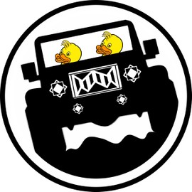 Ducky Duck Four Wheel Drive Bumper Sticker - Ducking 4x4 Off-Road Premium Vinyl Decal 3 x 3 for Cars Auto Trail Mountain Outdoor Beach Ride Circle Flag Wave Sign + Better Than Magnets Sticks Anywhere