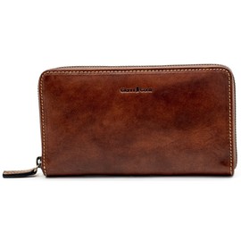 Gianni Conti Made in Italy Womens Real Italian Leather Zip Around Continental Large Zip Around Purse 918106 (Tan)