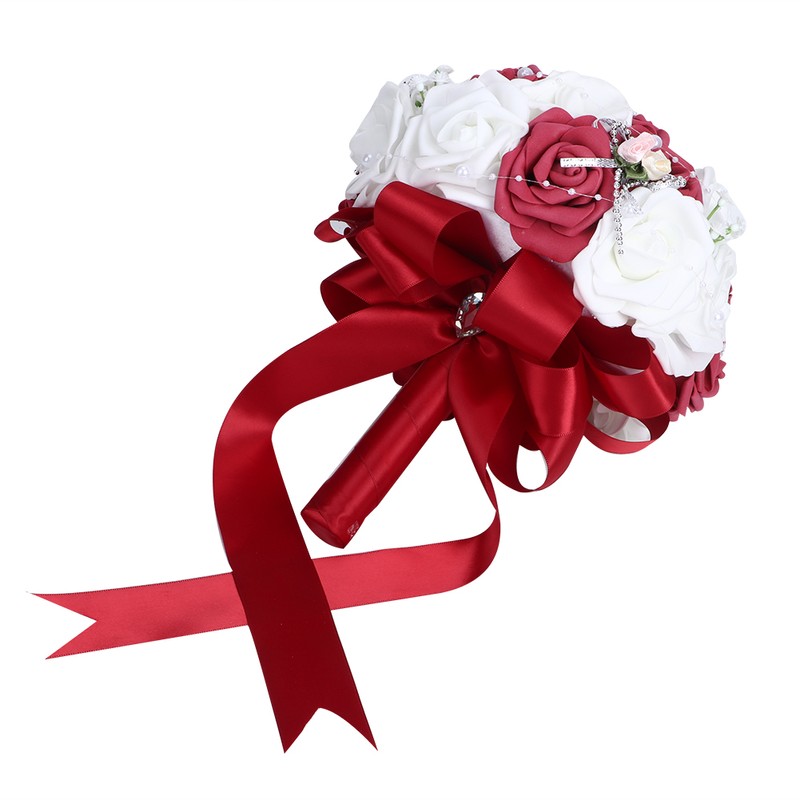 Artificial Wedding Bouquet Simulation Bridal Holding Flower Decoration Wedding SuppliesWine
