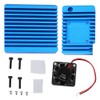 Blue Aluminum Alloy Mini Router Shell Case with Cooling Fan