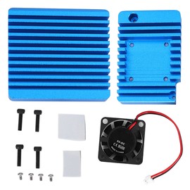 Blue Aluminum Alloy Mini Router Shell Case with Cooling Fan Accessory Fit for NanoPi R2S