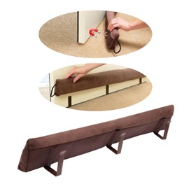 StayPut Door Draft Stopper Insulating Device Installs 2 Ways—Strong Magnets for Metal Doors, Clips for Regular Doors, No Bending Required, 36" (Brown)