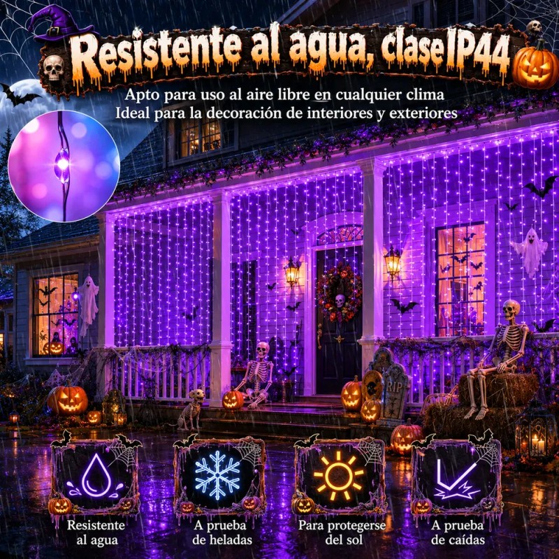 ASVEL - 2 Pcs 5v Cortinas Serie Luces 300 Led