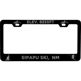 R and R Imports Sipapu Ski New Mexico Etched Metal License Plate Frame Black
