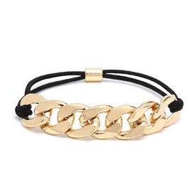 Rosemarie Collections Women's Versatile Hair Wrap Tie With Gold Tone Chunky Curb Chain Link Detail Stretch Bracelet