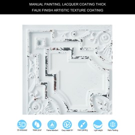 Ceiling Tiles Peel and Stick,Easy to Install PVC Panels,(24"x24" PVC),Wall Decor for Bar Cafe Club PL16 Distress Crack White Black 10tiles/lot