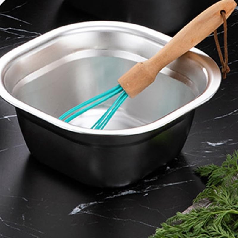 ULTECHNOVO Stainless Steel Washing Basin Square Mixing Bowl for Fruit