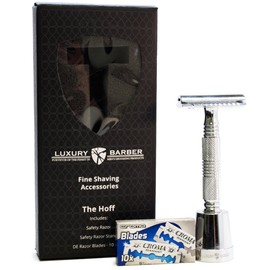 The Hoff Double edge safty razor Razor by Luxury Barber best wet shaving starter kit gift set for men