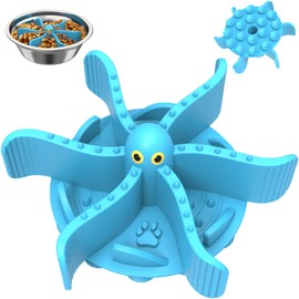 Slow Feeder Insert for Dog Bowl,Silicone Pet Food Slow Feeder（Cuttable）， with Suction Cups for Large Breed and Medium Small Size Compatible with Regular Elevated Metal Glass Bowl