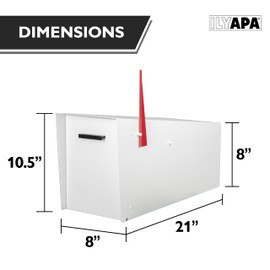 Ilyapa Modern Mailbox with Angle Design Post Mount - White Powder Coated Metal Mailbox - Waterproof for Curbside Parcels, with Magnetic Close Door