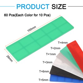 QUARKZMAN Pack of 60 Plastic Spacer Plates 100 x 28 x 1-6 mm Tile Wedges Spacer Plates Levelling Plates Spacer Blocks for Windows