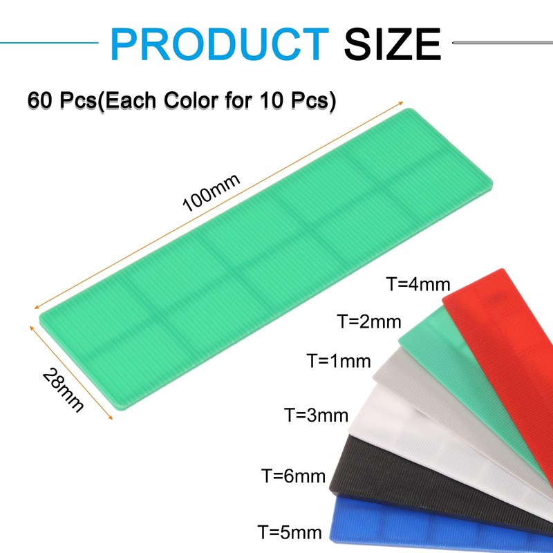 QUARKZMAN Pack of 60 Plastic Spacer Plates 100 x 28