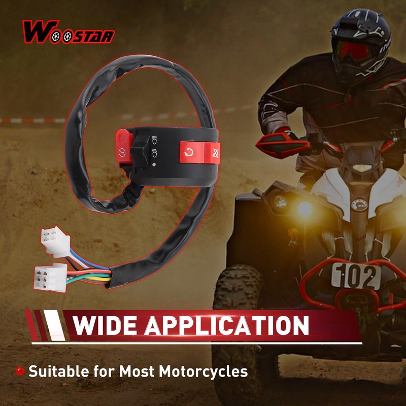 WOOSTAR 7/8" 22mm Handlebar 3 Function Right Start Switch Replacement