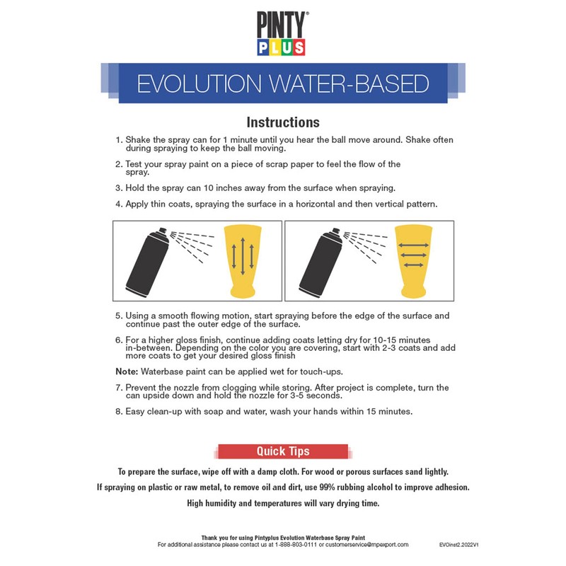 PINTY PLUS Water Based Spray Paint, 11oz, Low GWP Propellant,