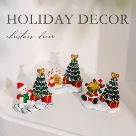 Resin Christmas Tree Ornament - Mini Snowman & Elk Deer Scene Decoration (LF1066) Free Size/Christmas Tree-Old Man 5ea