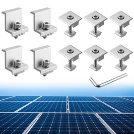 Anbte Pack of 10 Solar Panel Mount Kit 40 mm Including 6 Pieces Centre Clamps and 4 Pieces End Clamps Aluminium Alloy Solar Panel Z Bracket for Framed Solar Panels Motorhomes (Silver)