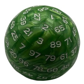 100 Sided Dice Polyhedral Dice 48mm Diameter Acrylic Black TRPG Board Game Table Game Roulette Divination Lightweight Durable (Marble Green)