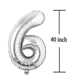 Silver 60 Number Balloons Big Giant Jumbo Large Number 60 Foil Mylar Balloons for Women Men 60th Birthday Party Supplies 60 Anniversary Events Decorations-40 inch