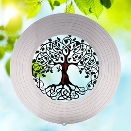 JMBTLUS Garden Wind Spinners, 12 Inch 3D Stainless Steel Tree of Life Wind Spinner for Yard Garden Decoration Christmas Party Indoor and Outdoor Decoration