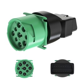 Zzxker OBD2 Adapter,9 pin to OBD2 Adapter,16 Pin OBD2 Male to 9 Pin Green J1939 Green Female Adapter,Diagnose Cable Adapter Fit for Freight Liner ELD Tracker and Diagnostic Scanner/Device