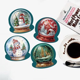 6 Pack 5D DIY Diamond Painting Xmas Snow Globe Greeting Card Kit, Diamond Art Birthday Holiday Greeting Card, Art Crafts Kit Creative with Envelope