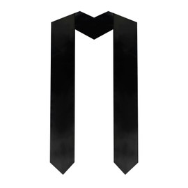 Gvhntk Unisex Plain Graduation Stole Honor Satin Sash Adult Students 60" Long (Black, 60‘’)