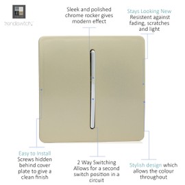 Trendi Switch Fan Isolator 10A Triple Pole Chrome Rocker Switch in Champagne Gold