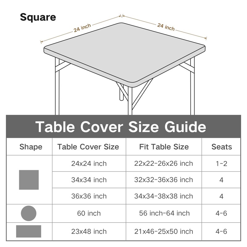 Nacuci Square Fitted Table Cover Elastic Tablecloth Stretch Spandex Table