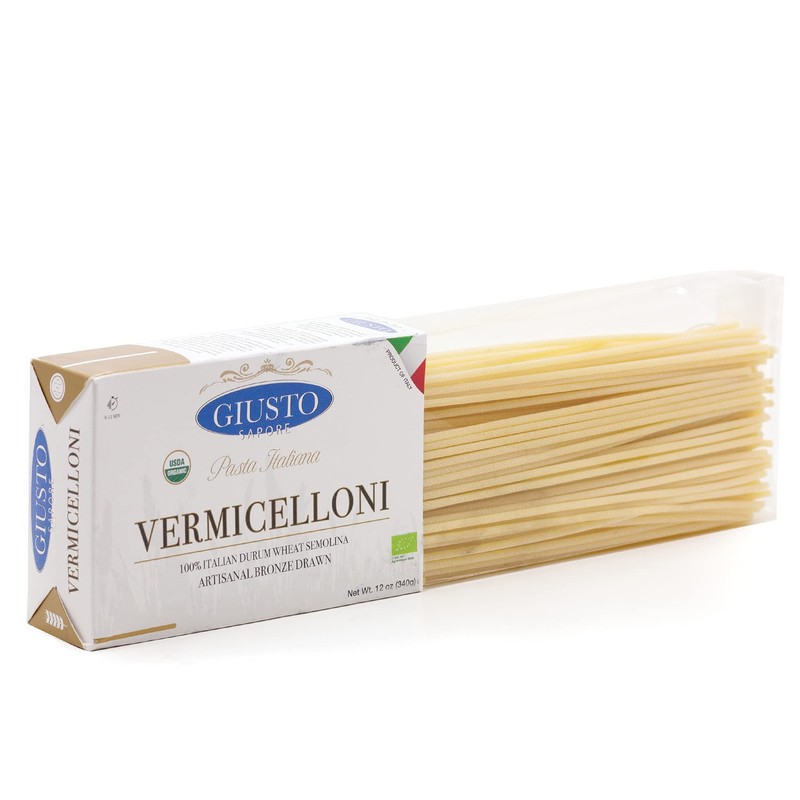 Giusto Sapore Imported Artisanal Vermicelloni Italian Pasta, Organic Bronze Drawn,