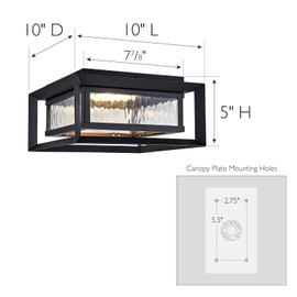 Design House 589234-BLK Hartbrook Outdoor LED Ceiling Light with Clear Glass for Porch Entryway Patio, 10"L x 10"W x 5"H, Matte Black
