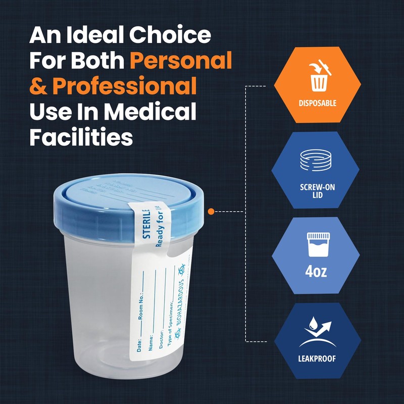 MED PRIDE Disposable Specimen Cups 10-Pack| High-Grade Silicone, Sterile, Individually