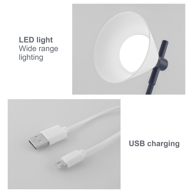 LED Table Light 3 Levels Dimming USB Charging Adjustable Gooseneck