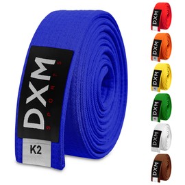 DXM SPORTS BJJ Jiu Jitsu Belt - Taekwondo Karate Belt - Martial Arts Uniform Ranking Judo Belt Double Stitched for Kids Adult (Blue, 280cm)