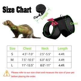 Rypet Small Animal Harness and Leash - Soft Mesh Small Pet Harness with Safe Bell, No Pull Comfort Padded Vest for Small Pet