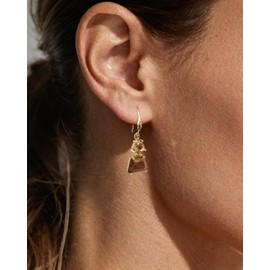 Elaximn Small Gold Dangle Earrings for Women - Hypoallergenic Brown Crystal Dangle Drop Earrings Fashionable Amber Jewelry Ideal for Sensitive Ears & Daily Wear
