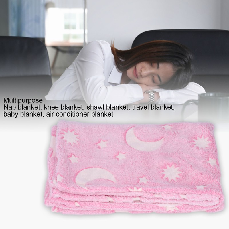 1.5x2m Luminous Blanket Double Side Flannel Star Moon Design Soft