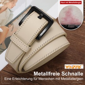 WHIPPY Men's Leather Belt for Jeans, Adjustable Outdoor Leather Belt, Unisex Work Belt with Black Plastic Buckle, G-beige