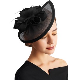 DRESHOW Women Fascinator Hats Tea Party Hat Vintage Pillbox Hat Headband for Cocktail