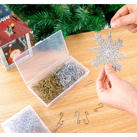 Christmas Ornament Hooks 120Pcs Xmas Tree Ornaments Hanger Hooks Metal Wire Hooks with Storage Box for Christmas Tree Hanging Decoration, Gold&Silver