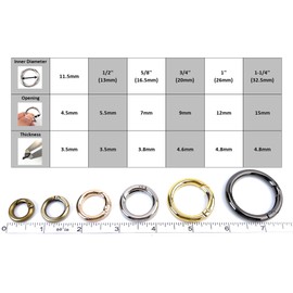 VersaKits 10 Pcs Round Carabiner Clips Light Gold 1/2 Inch Spring O Rings Clasps Snap Buckles for Keychain Bag Purse Jewelry Making