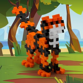 Plus Plus 3D Animal Figure Building Block Set, 70 Mini Interlocking Puzzle Pieces, Fun Stem Toys for Kids - Tiger Maker Tube