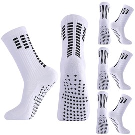 Zuimei 4 Pairs Grip Socks Mens Football Socks, Anti-Slip Football Socks Mens Athletic Socks Ankle Soccer Socks for Men Women Running Training Sporting Socks, Size 6-9