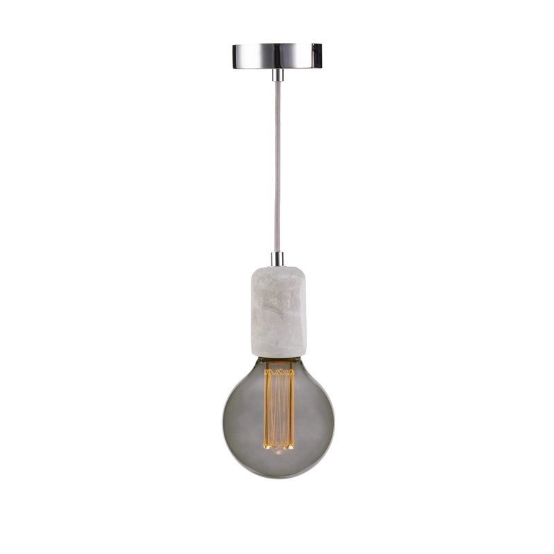 greenandco® Pendant Light E27 Real Concrete with 150 cm Textile