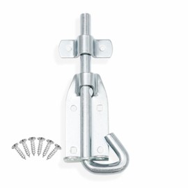 Gate Latch Heavy Duty 6inch Locks Bar Safety Patio Door Latches Padlocks Holes Screws Internal External Doors Shed Lock Barrel Bolt Bathroom Toilet Bedroom Living Room Security Slide Bolts (Pack of 1)